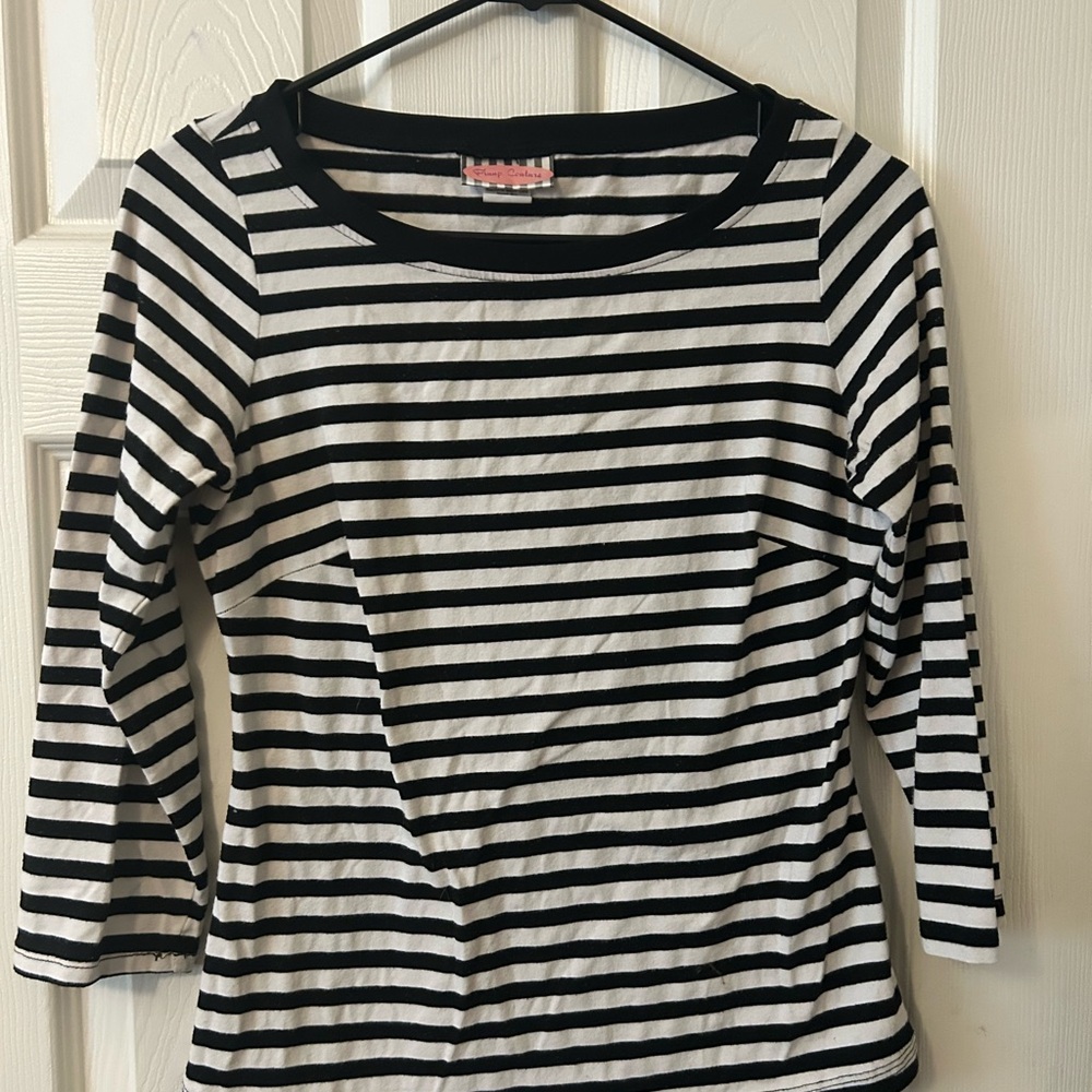Pinup Couture Black and White Striped Long Sleeve Top